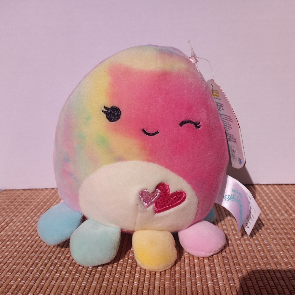 Original Squishmallows Opal 5" Multicolor Plush Octopus; Valentine's Exclusive